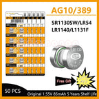 AG10 LR1130 Batteries 389A LR1130 LR54 L1131 SR1130 1.55v High Capacity Button Cell Coin Battery for Watches Calculators Lasers