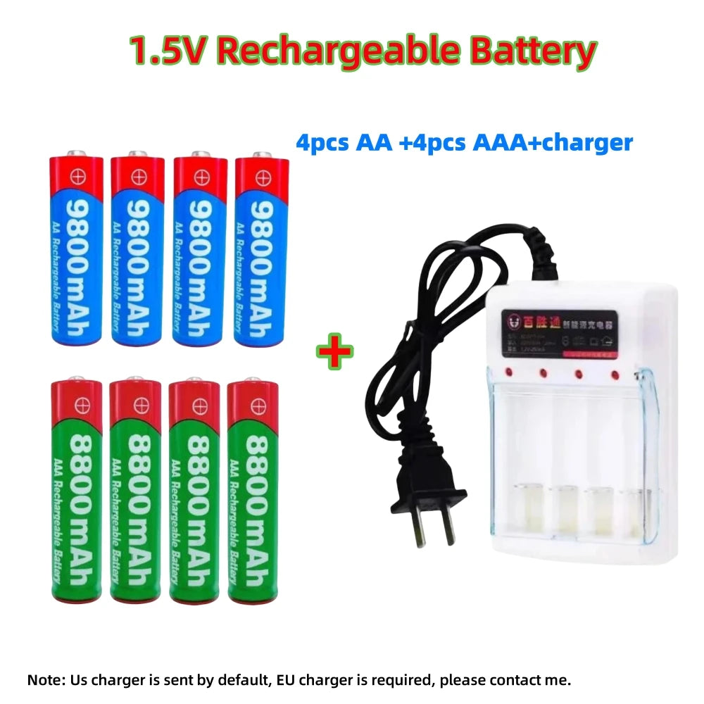 NEW 8800mAh/9800mAh Rechargeable Battery AA/AAA  Alkalinity Battery 1.5V AA/AAA Battery for Clocks Mice Computers Toys So on