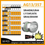 5-50pcs High Capacity LR44 Batteries L1154F AG13 SR44 A76 Premium Alkaline Battery 1.5V Button Coin Cell Battery for Calculator