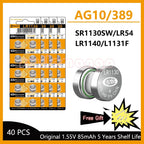 AG10 LR1130 Batteries 389A LR1130 LR54 L1131 SR1130 1.55v High Capacity Button Cell Coin Battery for Watches Calculators Lasers