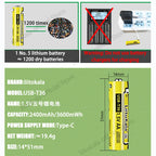 Liitokala USB-T36 1.5V AA 3600mWh Li-Ion Rechargeable Battery 1200 Cycle Type-C AA 2400mAh Battery with 4-in-1 USB Cable