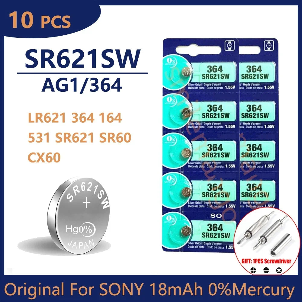 Original For SONY 364 SR621SW SR60 1.55V Button Battery For Watch Toys Remote Cell Coin Batteries