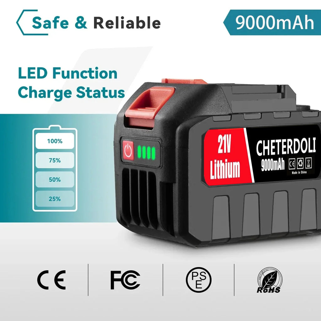 21V Rechargeable Lithium Battery,High Capacity Cordless Electric Power Tool Battery for Makita 18V Tool Replacement Battery