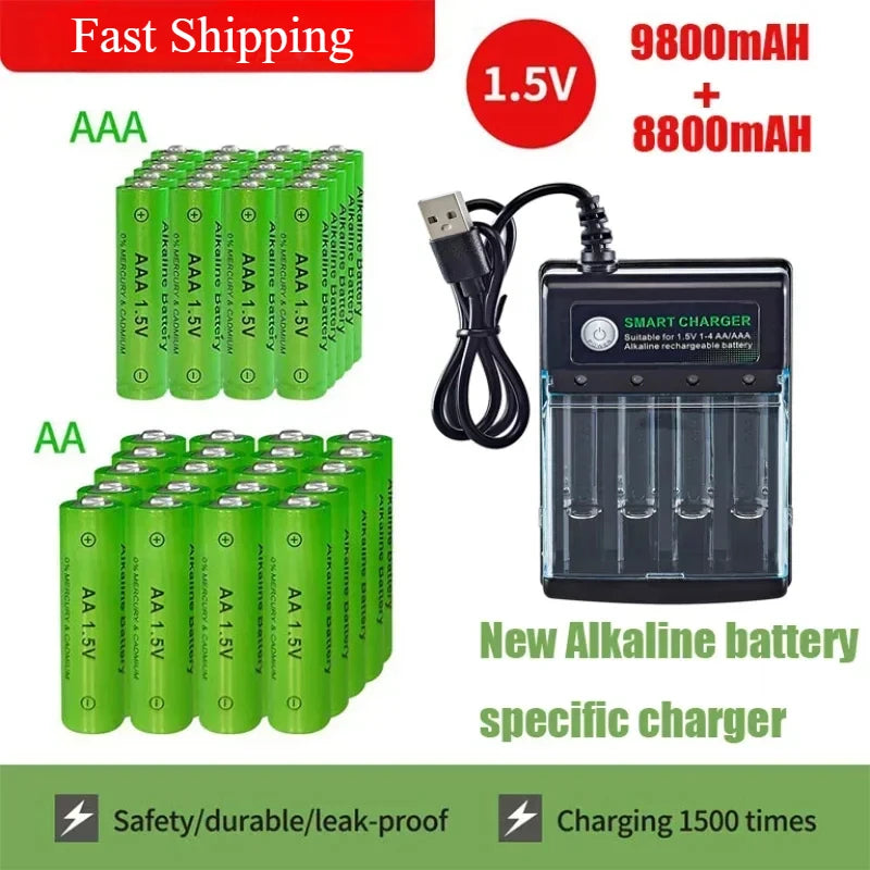 Original AA Rechargeable AAA Battery 1.5V AA 9800mAh/AAA 8800mAh for Clock Radio Video Game Digital Camera AA AAA Charger