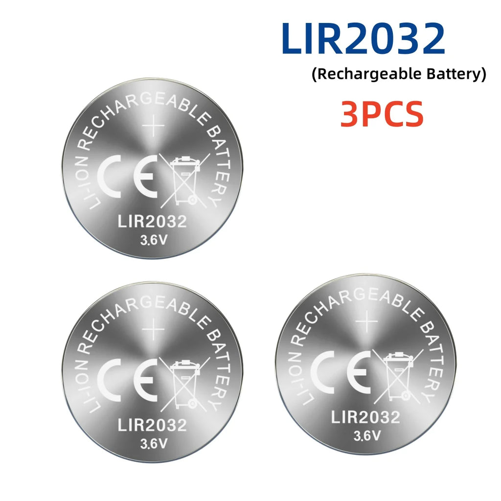 1-10PCS LIR2032 Button Battery 2032 3.6V Rechargeable Battery Lithium Cell Coin Batteries for Car Keys with charge