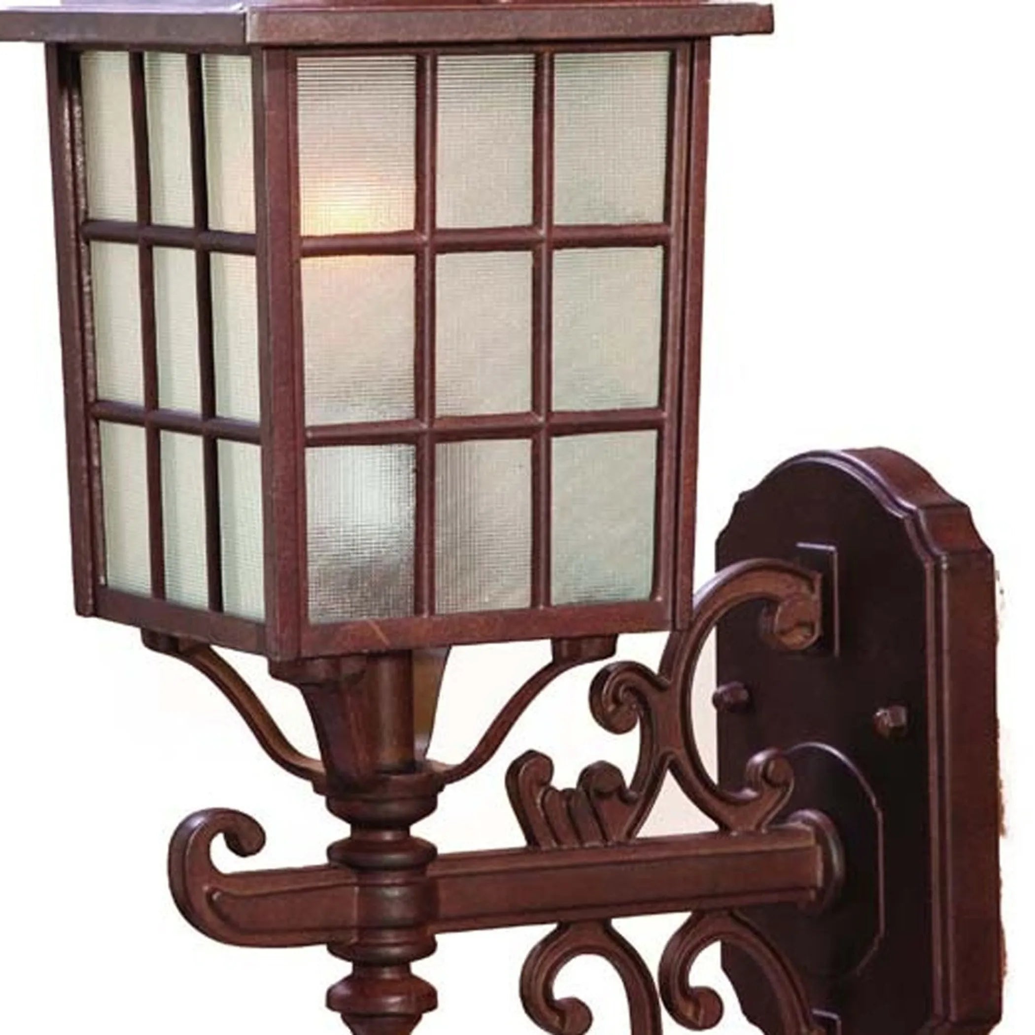 Dark Brown Window Pane Lantern Wall Sconce
