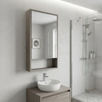 18" Light Gray Wood Floating Double Door Bathroom Vanity And Medicine Cabinet With Mirror
