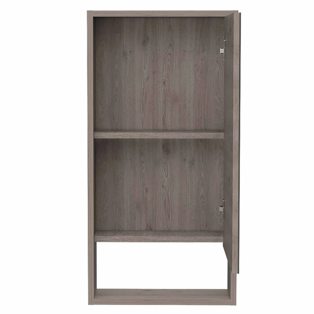 18" Light Gray Wood Floating Double Door Bathroom Vanity And Medicine Cabinet With Mirror