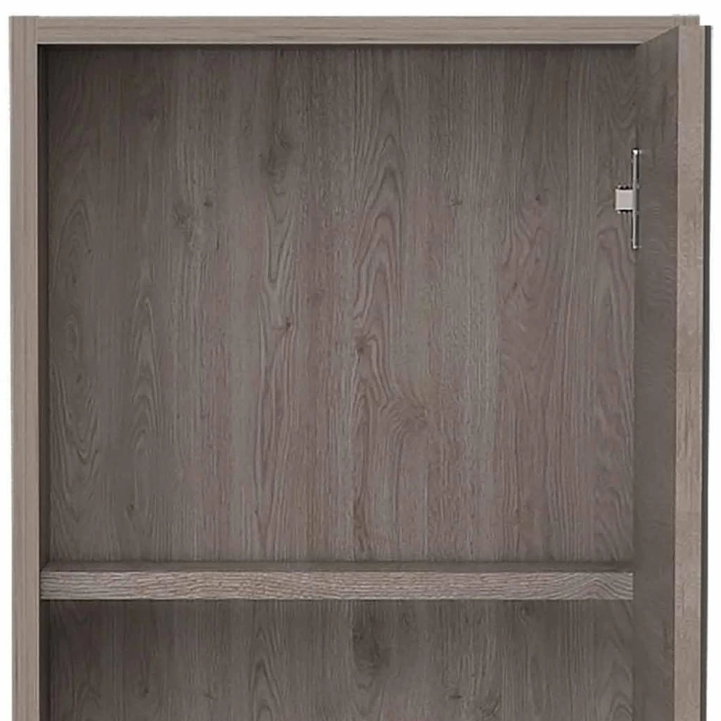18" Light Gray Wood Floating Double Door Bathroom Vanity And Medicine Cabinet With Mirror