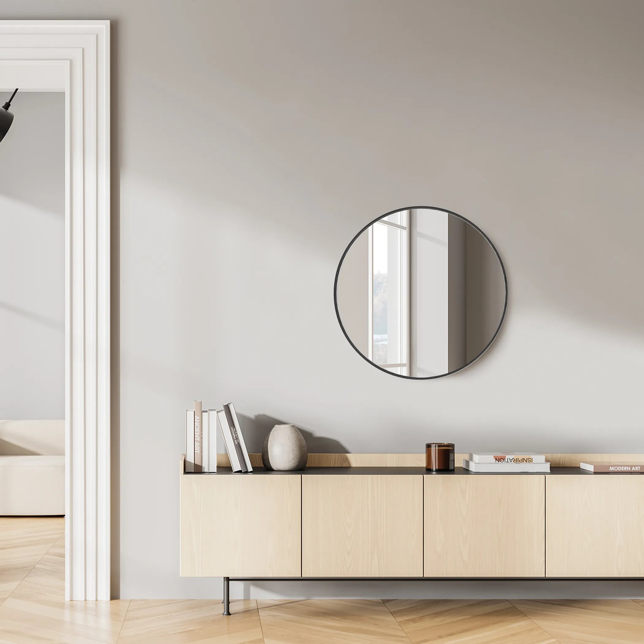 Metal Round Framed Bathroom Vanity Mirror