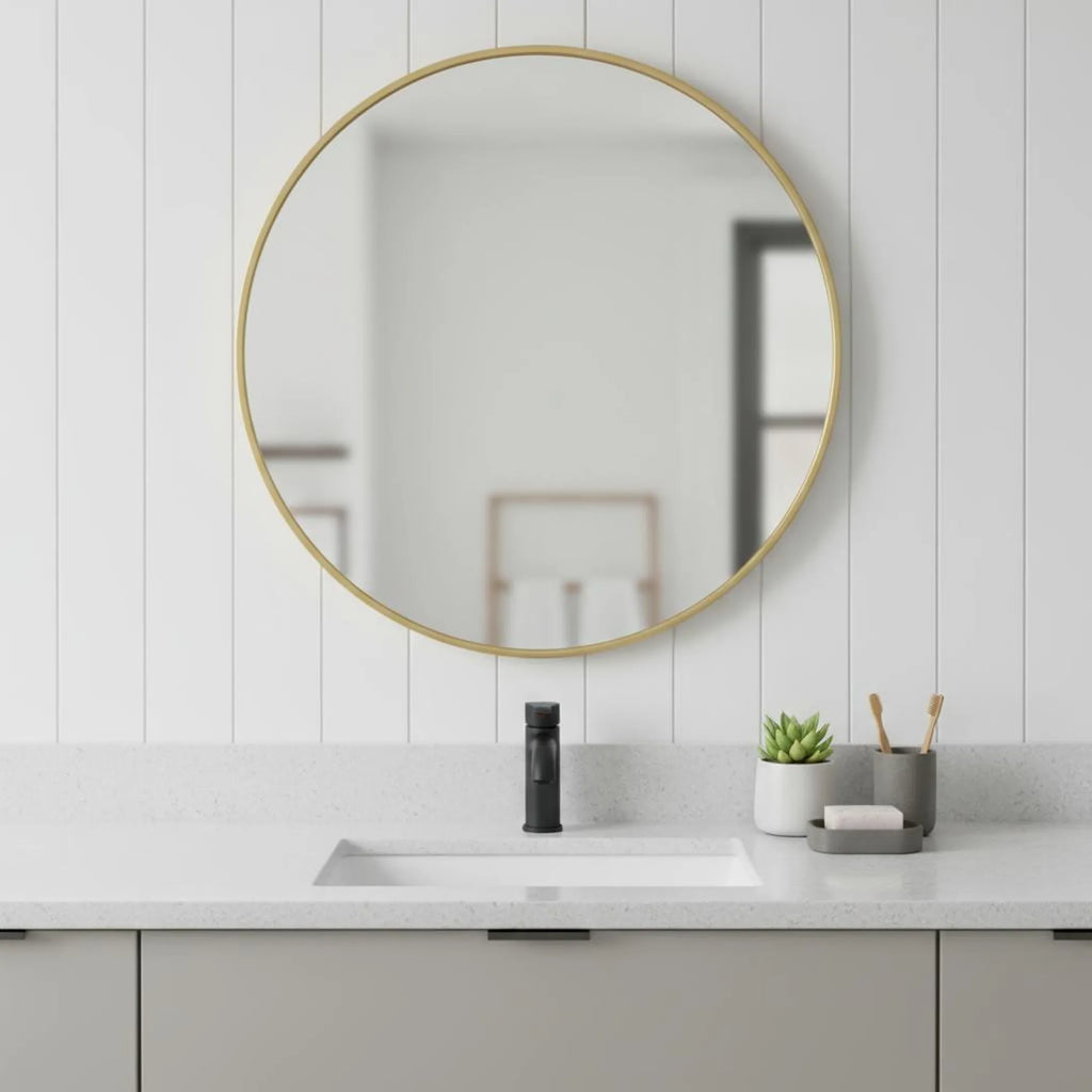 Metal Round Framed Bathroom Vanity Mirror