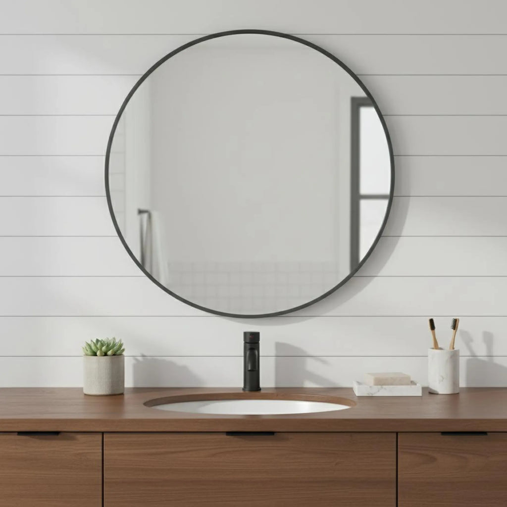 Metal Round Framed Bathroom Vanity Mirror