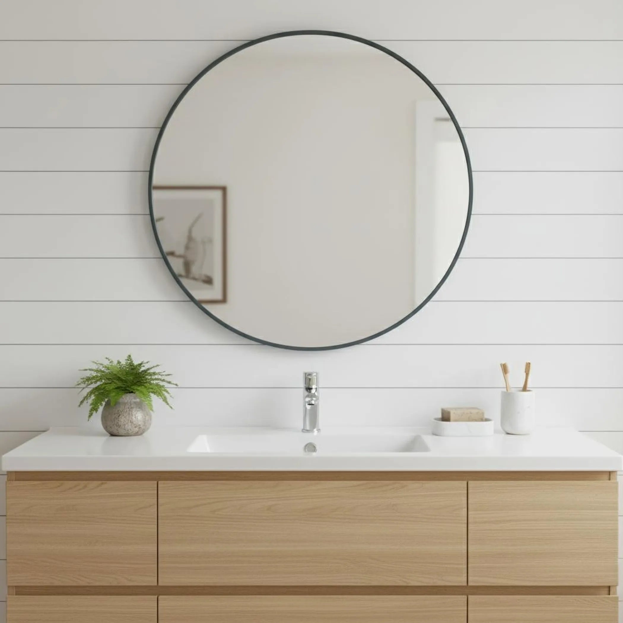 Metal Round Framed Bathroom Vanity Mirror