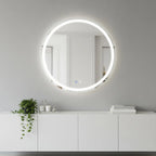 28" Silver Round Lighted Frameless Bathroom Vanity Mirror