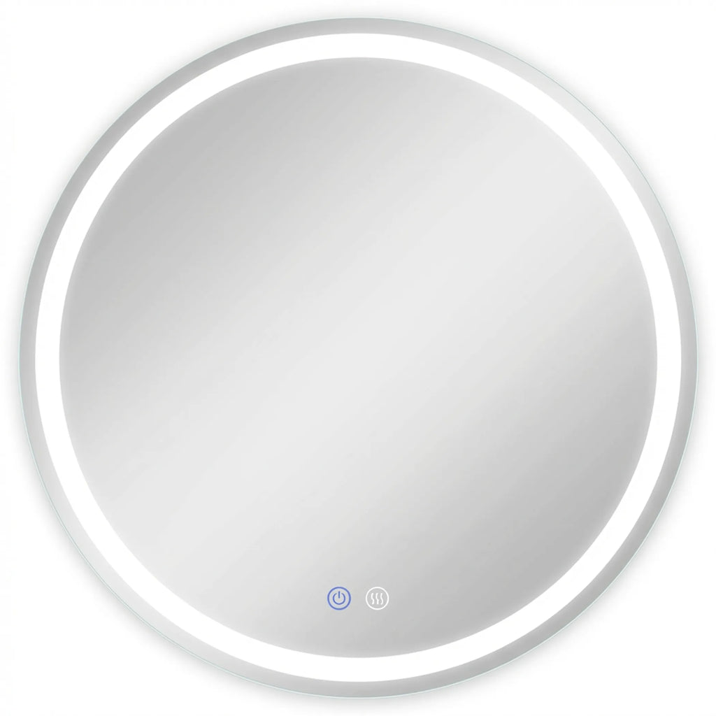 28" Silver Round Lighted Frameless Bathroom Vanity Mirror