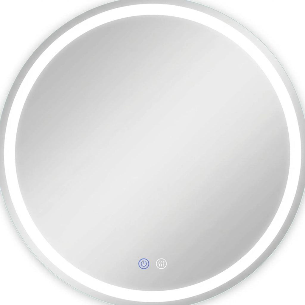 28" Silver Round Lighted Frameless Bathroom Vanity Mirror