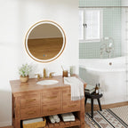 28" Silver Round Lighted Frameless Bathroom Vanity Mirror