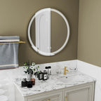 28" Silver Round Lighted Frameless Bathroom Vanity Mirror