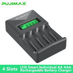PUJIAMX AA/AAA Rechargeable Battery Charger LCD Display Portable Adapter USB Cable TypeC Batteries Interface Fast Charging Tool