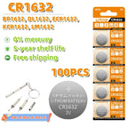 10-100PCS 3V CR1632 Battery CR 1632 Lithium Battery DL1632 BR1632 KCR1632 ECR1632 For Car Remote Control Watch Button Coin Cells