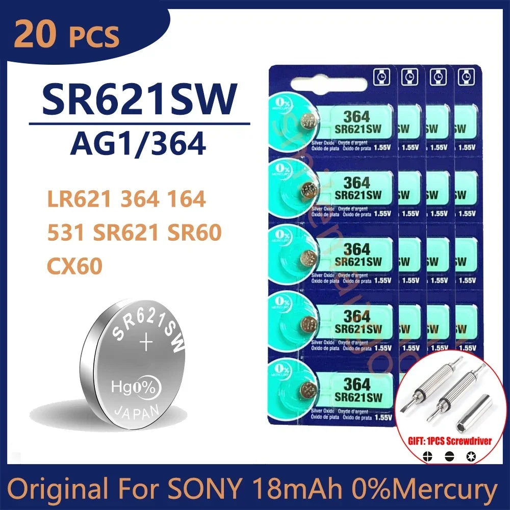 Original For SONY 364 SR621SW SR60 1.55V Button Battery For Watch Toys Remote Cell Coin Batteries