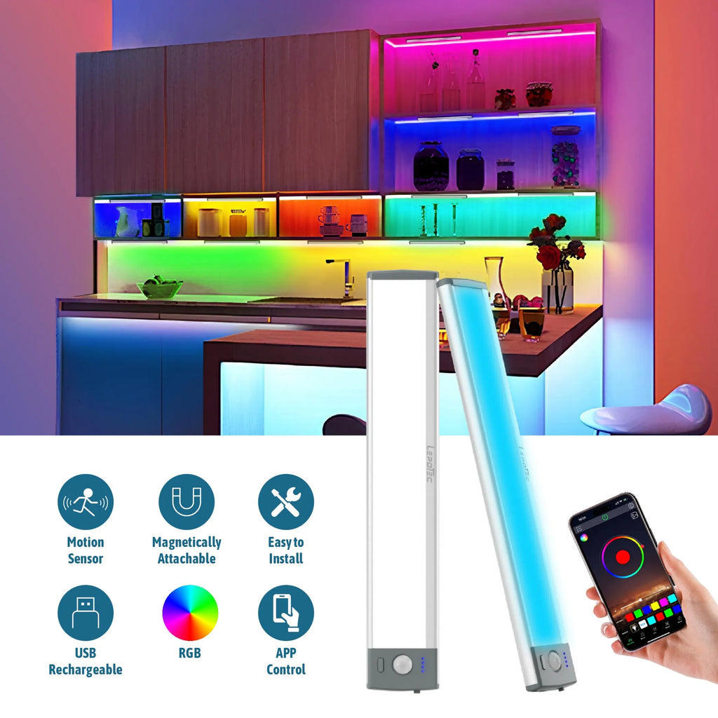 LEPOTEC LED Motion Sensor Under Cabinet Light With Remote Control