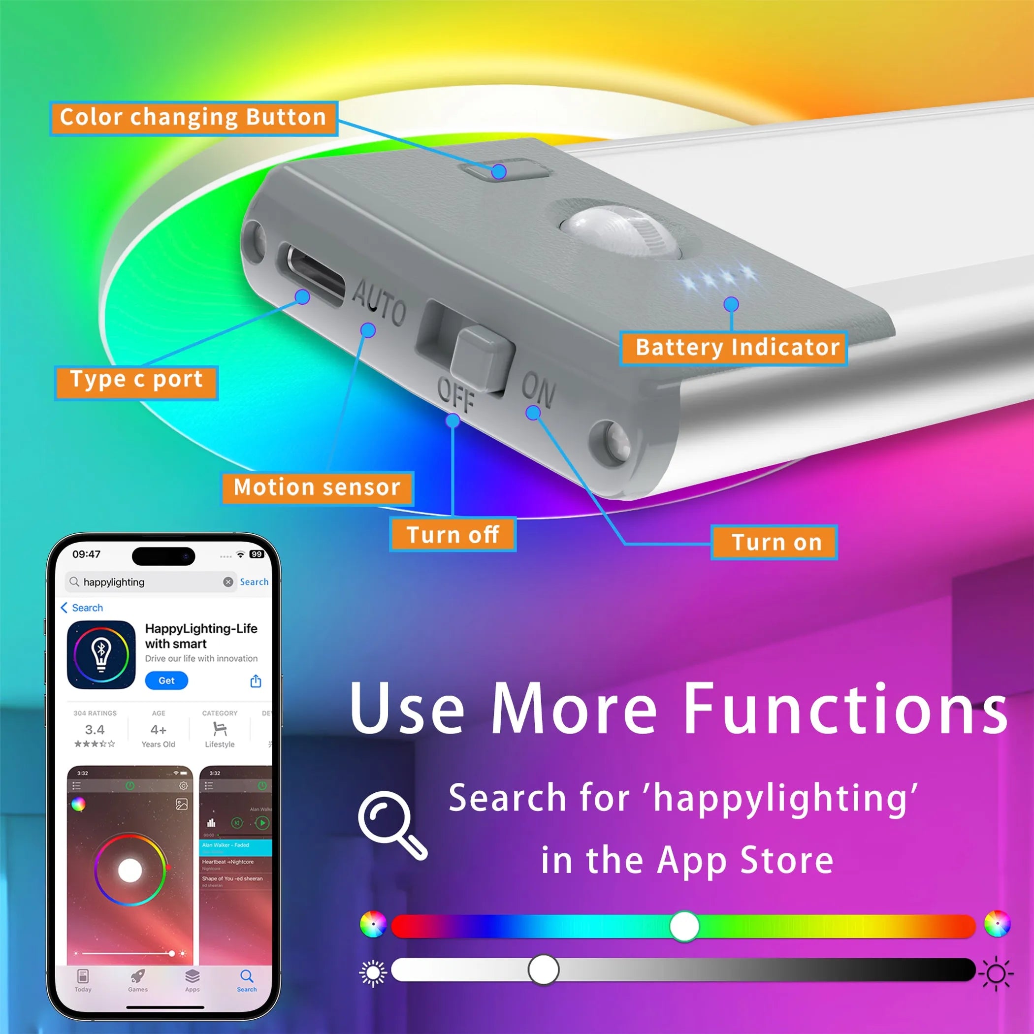 LEPOTEC LED Motion Sensor Under Cabinet Light With Remote Control