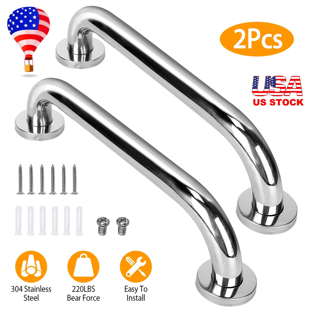 2Pcs Bath Grab Bar 11.8in Sturdy