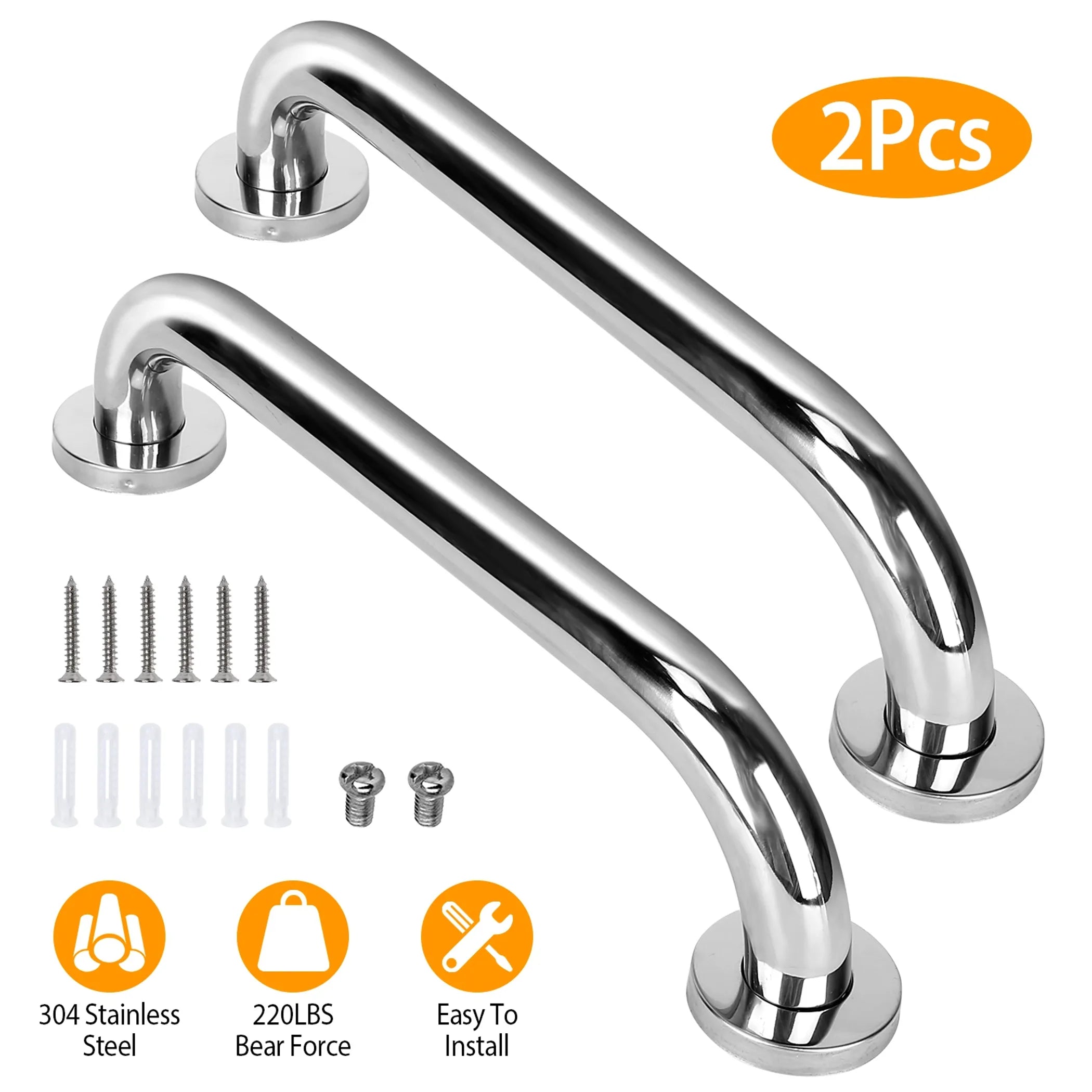 2Pcs Bath Grab Bar 11.8in Sturdy