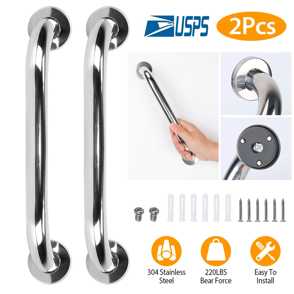 2Pcs Bath Grab Bar 11.8in Sturdy