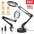 2-in-1 LED Magnifier Desk Lamp 8x Magnifying Glass