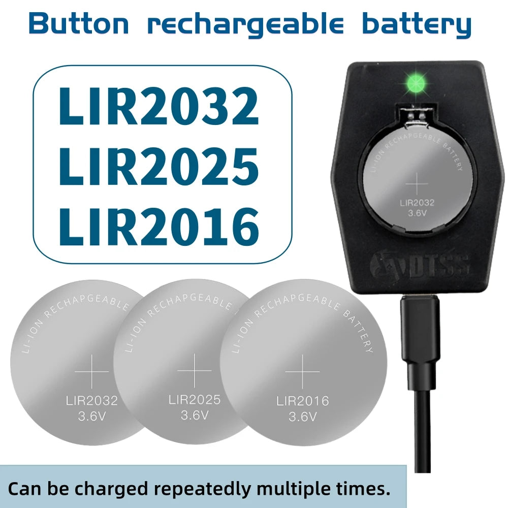 2-10PCS LIR2032 LIR2025 LIR2016 Rechargeable Battery CR2032 CR2025 CR2016  Lithium charging Can Replace CR2032 for watches