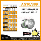 AG10 LR1130 Batteries 389A LR1130 LR54 L1131 SR1130 1.55v High Capacity Button Cell Coin Battery for Watches Calculators Lasers