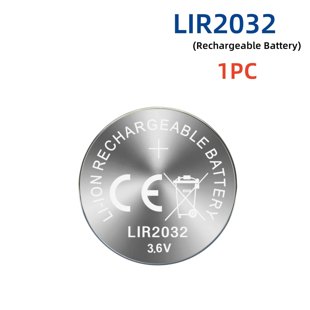 1-10PCS LIR2032 Button Battery 2032 3.6V Rechargeable Battery Lithium Cell Coin Batteries for Car Keys with charge