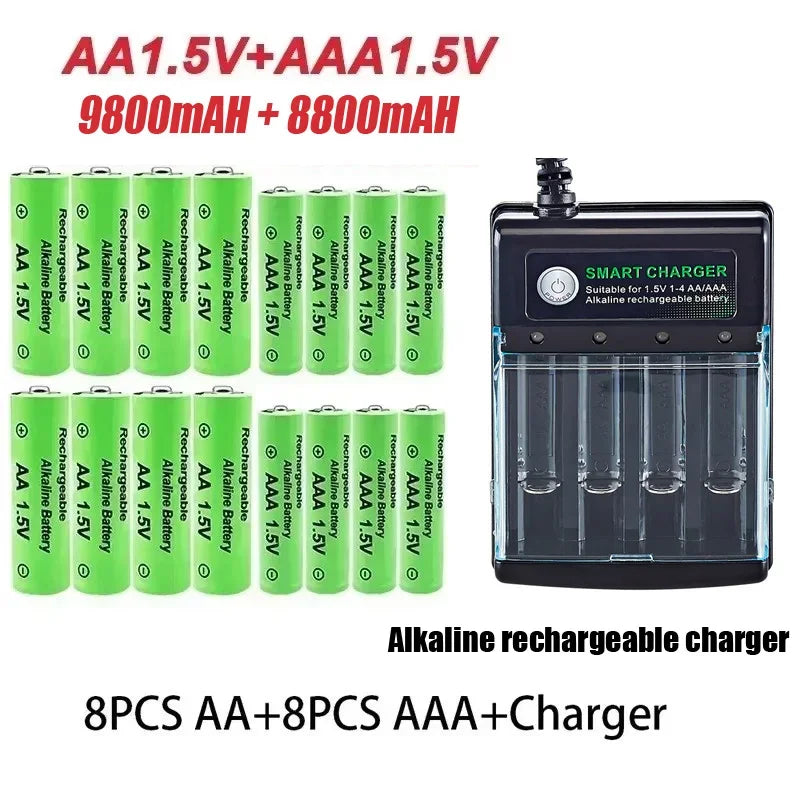 Original AA Rechargeable AAA Battery 1.5V AA 9800mAh/AAA 8800mAh for Clock Radio Video Game Digital Camera AA AAA Charger