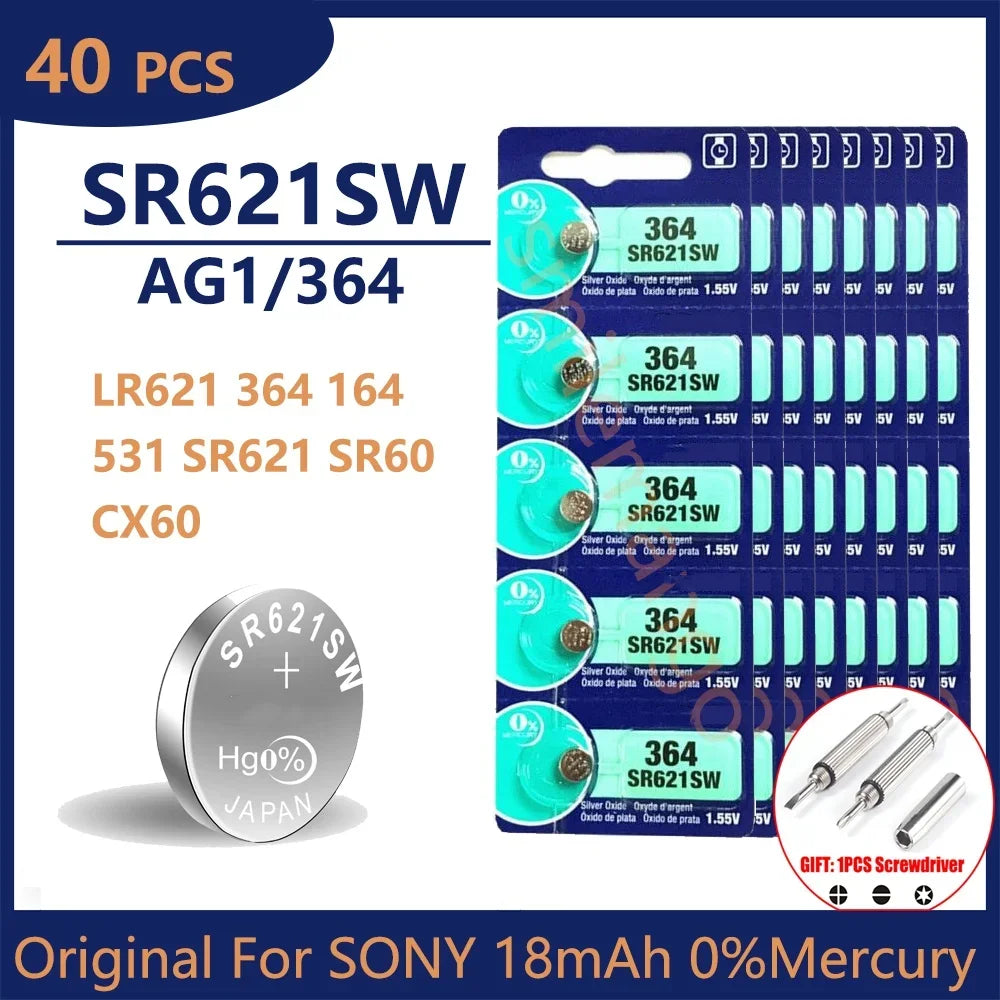 Original For SONY 364 SR621SW SR60 1.55V Button Battery For Watch Toys Remote Cell Coin Batteries