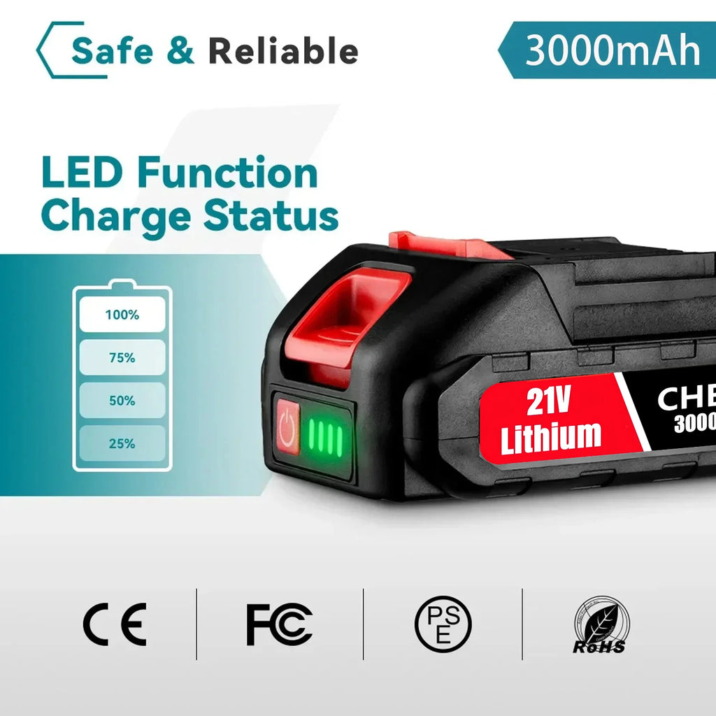 21V Rechargeable Lithium Battery,High Capacity Cordless Electric Power Tool Battery for Makita 18V Tool Replacement Battery