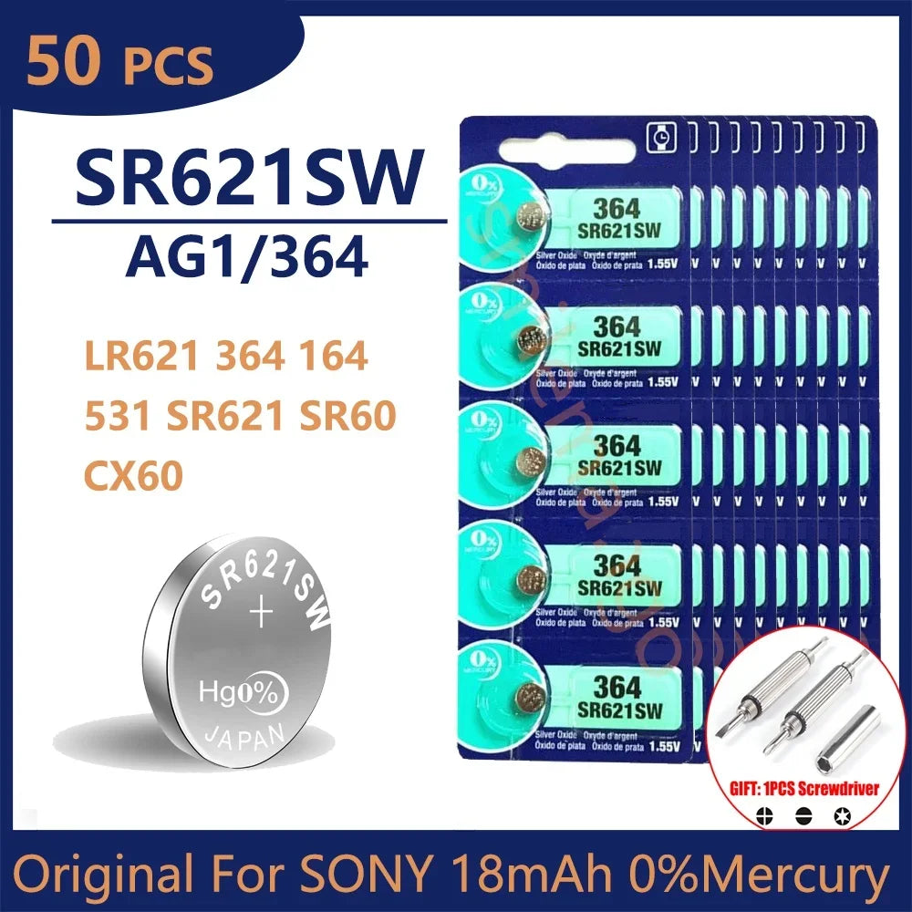 Original For SONY 364 SR621SW SR60 1.55V Button Battery For Watch Toys Remote Cell Coin Batteries