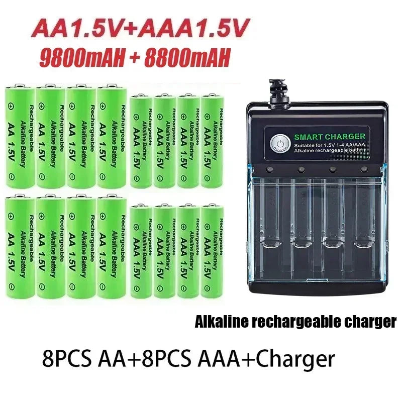 Original AA Rechargeable AAA Battery 1.5V AA 9800mAh/AAA 8800mAh for Clock Radio Video Game Digital Camera AA AAA Charger