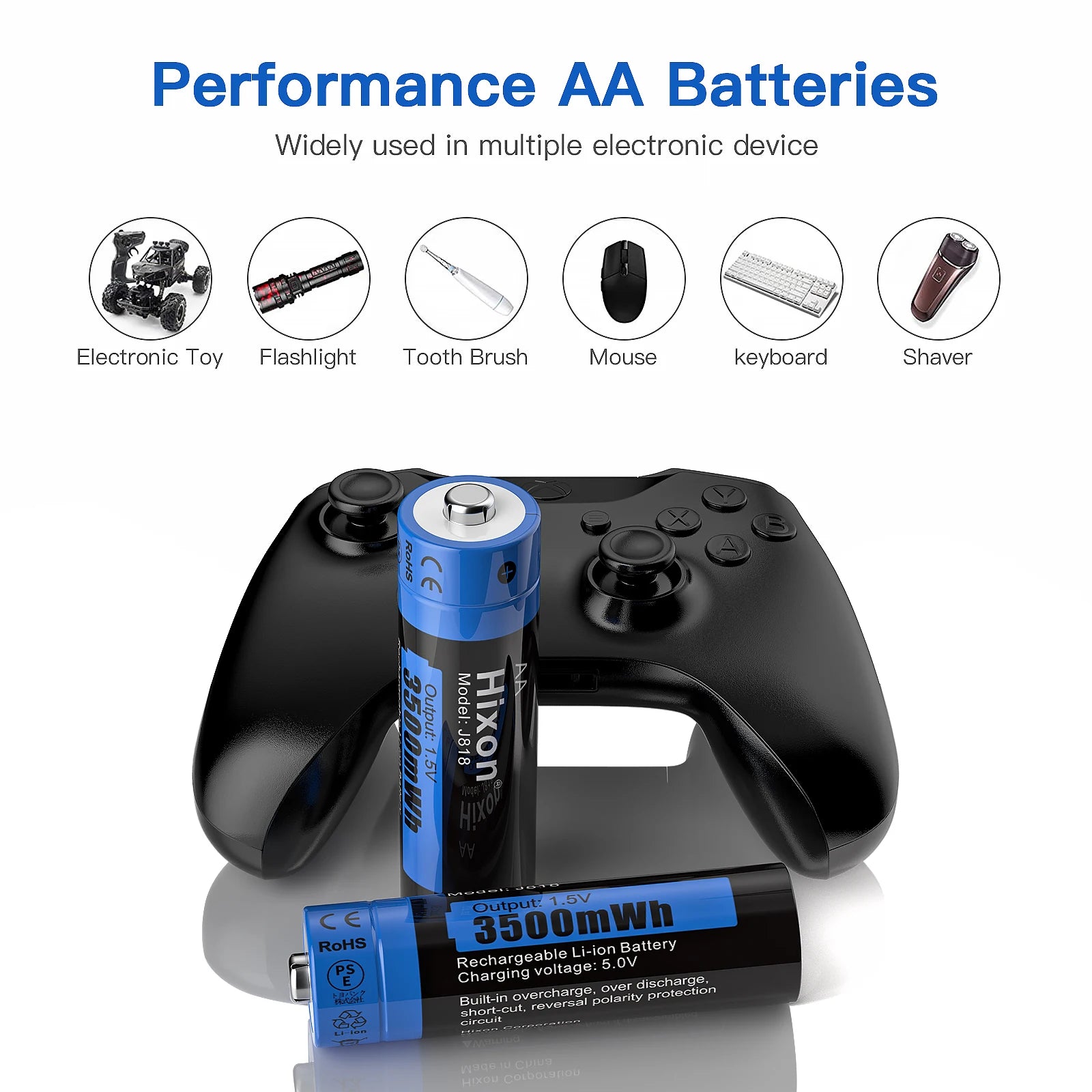 Hixon aa 1.5V Li-ion Rechargeable Battery 3500mWh 1.5V Lithium AA Rechargeable Batteries 1.5v AA Battery For Remote Control Toy
