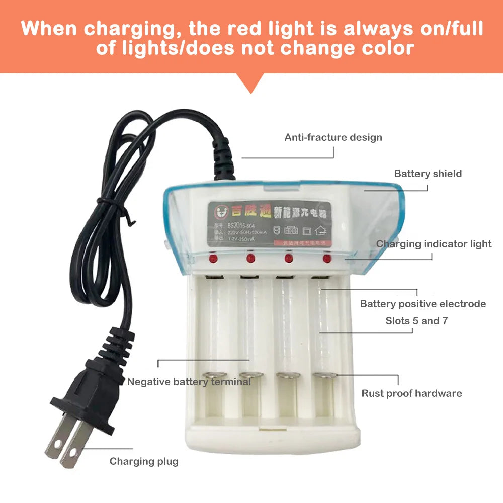 AA  AAA Battery Fast Charger 220V Ni-Cd 4 Slots Rechargeable Smart Charger US / EU Plug for 1.2V Battery Charging With Cover