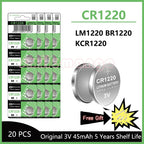 CR1220 45mAh LM1220 BR1220 KCR1220 3V Lithium Battery For Toy Watch Scale Calculator Car Remote Control Mouse Button Coin Cell