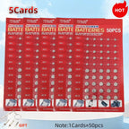 50PCS 1.55V AG13 pila LR44 L AG1 AG3 AG4 AG10 AG12 SR44 Button Batteries A76 LR1154 GP7 Cell Coin Watch Toys Remote Battery