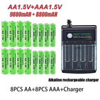 Original Rechargeable Battery 1.5V AA 9800mAh+AAA 8800mAh+Charger for Computer Clock Radio Video Game Digital Camera AA AAA