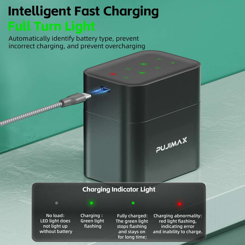 Eight-slot AA Smart Charging Bin Type-c Port 8 Tablets No 5 3400Mwh Lithium Battery Charger Suit