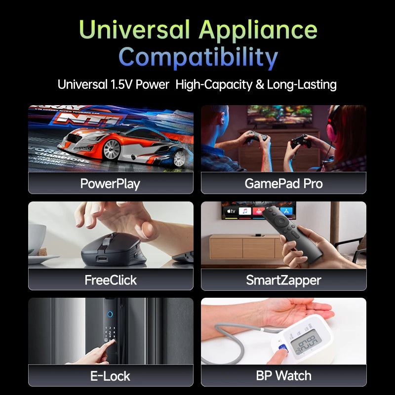 NOHON 1.5V AA 3600mWh/AAA 1300mWh Rechargeable Battery for Toy Game Console Mouse Remote Control Doorbell Blood Pressure Monitor