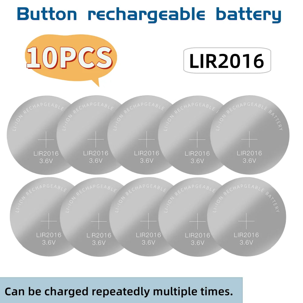 2-10PCS LIR2032 LIR2025 LIR2016 Rechargeable Battery CR2032 CR2025 CR2016  Lithium charging Can Replace CR2032 for watches
