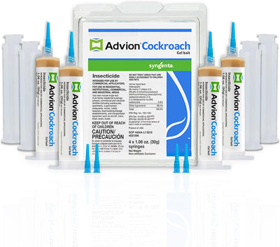 Advion Cockroach Gel Bait – German Roach Insect Pest Control, Roach Killer Gel for American, German and Other Major Cockroach Species, Indoor and Outdoor Use, 4 Tubes x 30 Grams with 4 Plungers and 4 Tips