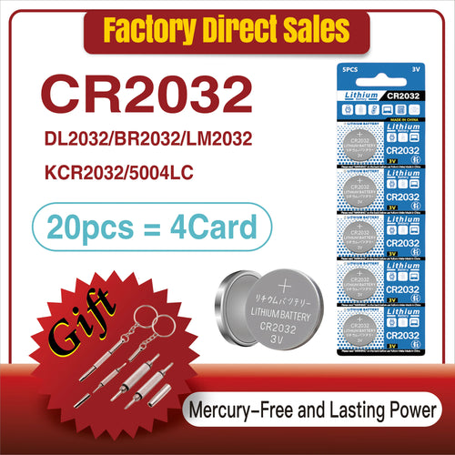 10-100PCS 200mAh CR2032 DL2032 ECR2032 3V Lithium Battery For Watch Toys Calculator Car Key Remote Control Button Coin Cells