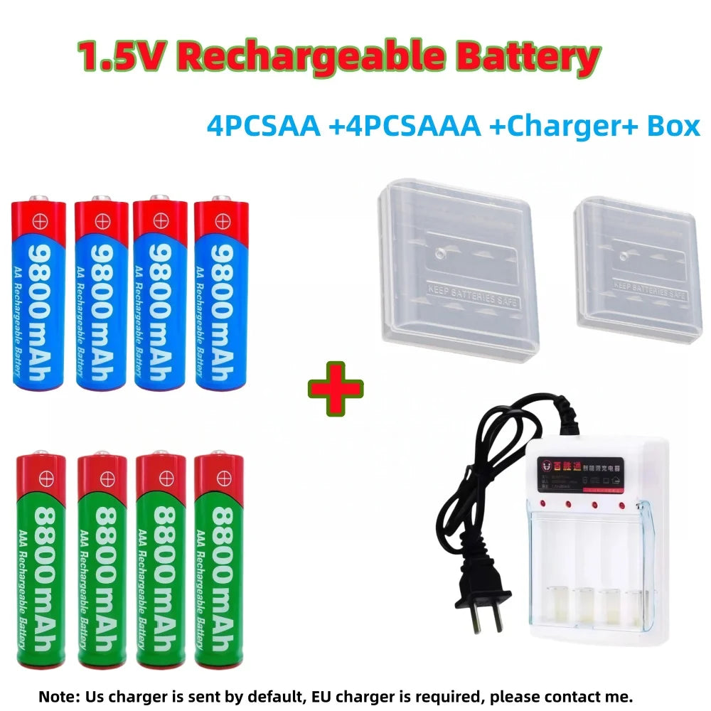 NEW 8800mAh/9800mAh Rechargeable Battery AA/AAA  Alkalinity Battery 1.5V AA/AAA Battery for Clocks Mice Computers Toys So on